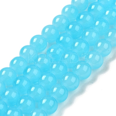 Baking Paint Imitation Jade Glass Round Bead Strands DGLA-Q021-8mm-06-1