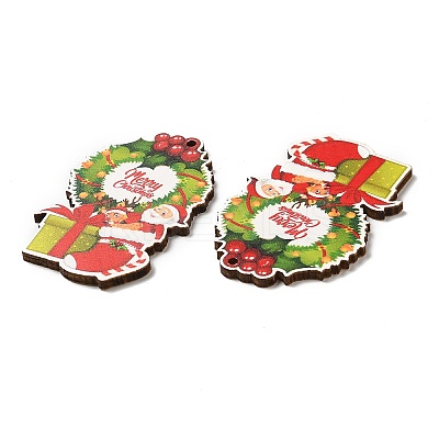 Single Face Christmas Printed Wood Big Pendants WOOD-D025-20-1