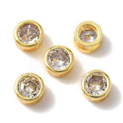 Rack Plating Brass Micro Pave Cubic Zirconia Slide Charms KK-C020-13G-1