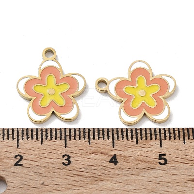 Ion Plating(IP) 304 Stainless Steel Enamel Pendants STAS-P339-16G-02-1