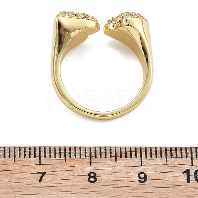 Rack Plating Brass Micro Pave Clear Cubic Zirconia Cuff Finger Rings for Women RJEW-M028-38G-1