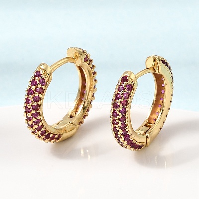 Brass Micro Pave Cubic Zirconia Hoop Earrings KK-CBA8324-24G-02-1
