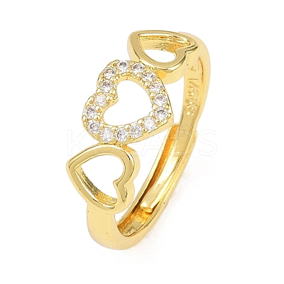 Brass Micro Pave Cubic Zirconia Cuff Rings for Women RJEW-Z113-26G-1