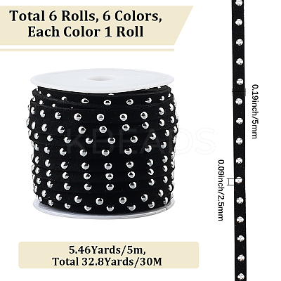 CALFOVERA 6 Rolls 6 Colors Faux Suede Cord LW-CL0001-02B-1