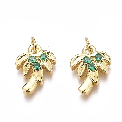 Brass Micro Pave Green Cubic Zirconia Charms X-ZIRC-O035-14G-1