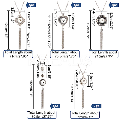 5Pcs 5 Style Interchangeable Alloy Snap Button Necklace Making FIND-NB0003-50-1