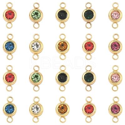 20Pcs 10 Colors 304 Stainless Steel Rhinestone Links/Connectors STAS-YW0010-11-1