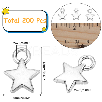 200Pcs Tibetan Style Alloy Star Charms FIND-SC0007-65-1