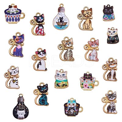18Pcs 4 Style Halloween Alloy Enamel Pendants JX124A-1