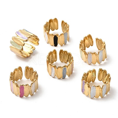 304 Stainless Steel Enamel Open Cuff Rings RJEW-L335-03A-G-1