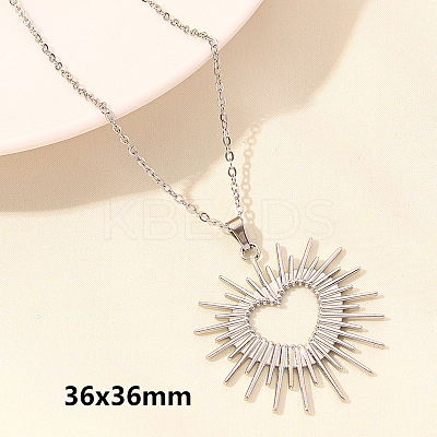 304 Stainless Steel Heart Pendant Necklaces for Men and Women FS-WG1B83F-10-1