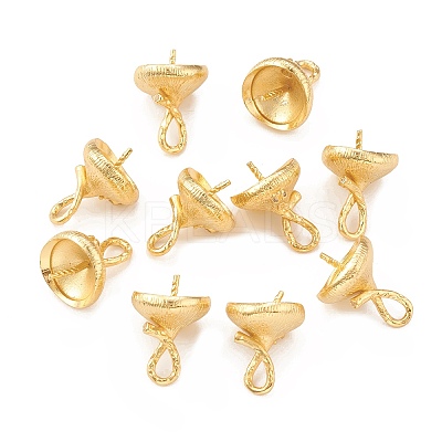Rack Plating Brass Micro Pave Clear Cubic Zirconia Cup Peg Bails ZIRC-L098-048G-1
