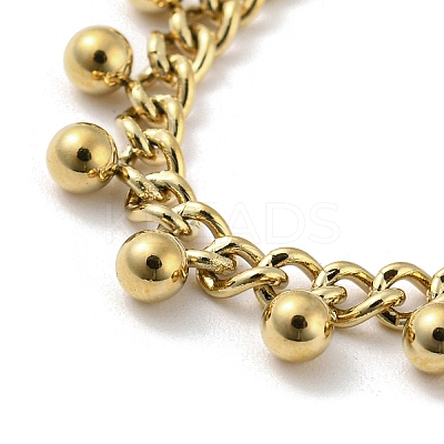 304 Stainless Steel Round Ball Charms Link Chain Bracelets BJEW-G686-05G-1