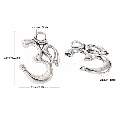 Yoga Theme Tibetan Style Alloy OM Pendants TIBEP-3555-AS-LF-1