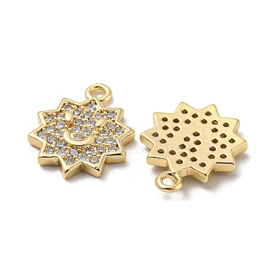 Brass Micro Pave Clear Cubic Zirconia Charms KK-H460-16G-1