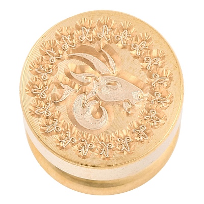 Golden Tone Round Wax Seal Brass Stamp Heads AJEW-S087-02G-05-1