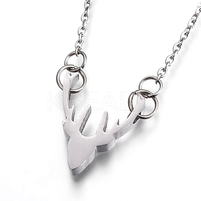 Non-Tarnish 304 Stainless Steel Pendant Necklaces NJEW-O109-01P-1