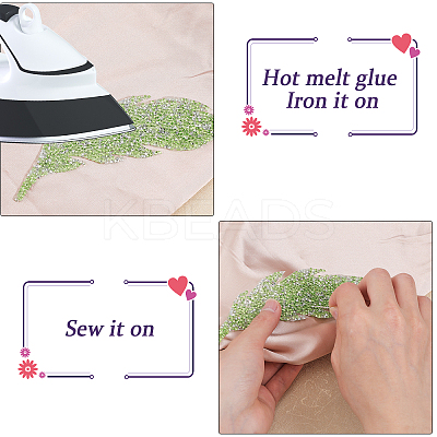 8Pcs 8 Colors Leaf Shape Hotfix Rhinestone DIY-CA0005-47-1