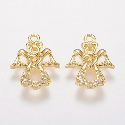 Brass Micro Pave Cubic Zirconia Charms KK-I613-09G-1