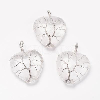 Natural Quartz Crystal Pendants G-G713-F09-1