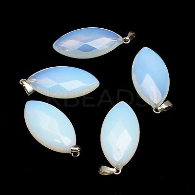 Faceted Horse Eye Opalite Pendants with Platinum Tone Brass Findings G-R316-17-1