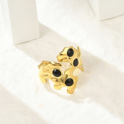 Irregular 304 Stainless Steel Enamel Wide Open Cuff Rings for Women LS-RJEW-G338-12G-02-1