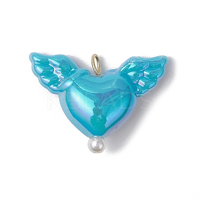 Acrylic Heart & Wings Charms PALLOY-JF03639-1