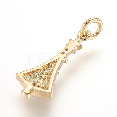 Brass Micro Pave Cubic Zirconia Pendants ZIRC-G107-15G-1
