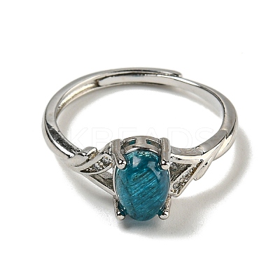 Oval Natural Apatite Adjustable Rings RJEW-Q818-01P-09A-1