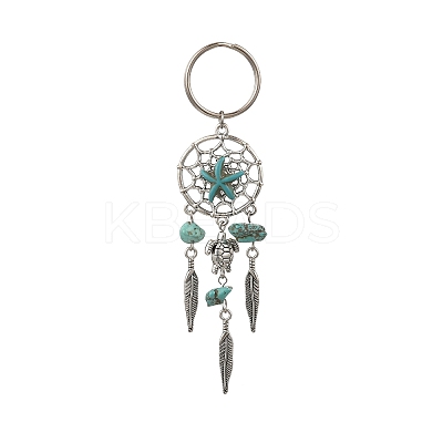 Alloy Magnesite Synthetic Turquoise Keychain HJEW-JKC01248-1