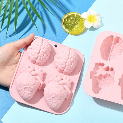 1Pc Realistic Heart & Brain Fondant Molds DIY-YW0012-16-1