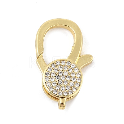 Brass Micro Pave Clear Cubic Zirconia Lobster Claw Clasps KK-P299-05G-1