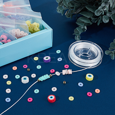 DIY Heishi Bracelet with Evil Eye Making Kit DIY-SC0018-96-1