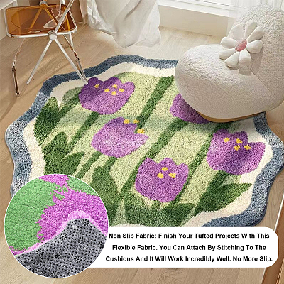 Plum Blossom Pattern Non-woven Polyester Anti-Skid Fabrics DIY-WH0453-90B-1