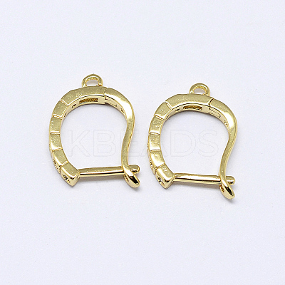Brass Micro Pave AAA Cubic Zirconia Ear Harp Hoop Earring Findings KK-F699-01G-NR-1