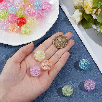 40Pcs Transparent Crackle Acrylic Beads PACR-PA0001-19-1
