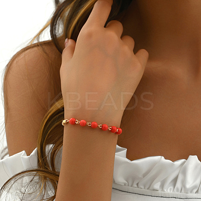 Vintage Ethnic Style Brass & Plastic Beaded Bracelets for Women's Daily Wear CM6785-2-1