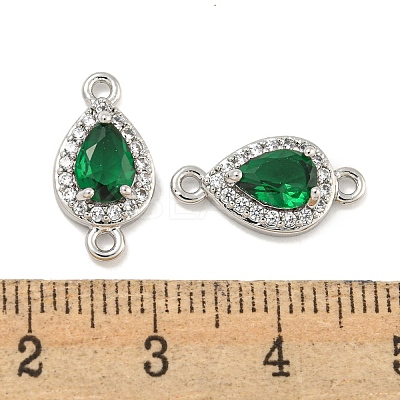 Brass Pave Clear & Green Cubic Zirconia Connector Charms KK-P275-46P-1
