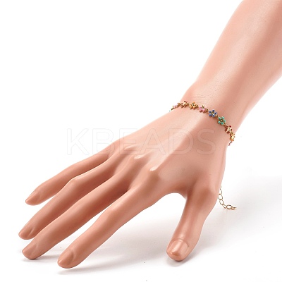 Brass Enamel Link Chain Bracelets BJEW-JB06420-1