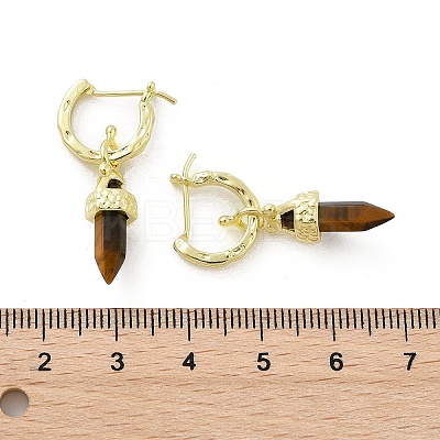 Natural Tiger Eye Hoop Earrings EJEW-P306-01G-09-1