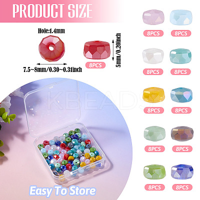 88Pcs 11 Colors AB Color Plated Electroplated Glass Beads EGLA-TA0001-53-1