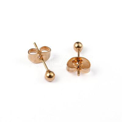 304 Stainless Steel Ball Stud Earrings EJEW-5558-3mm-G-1