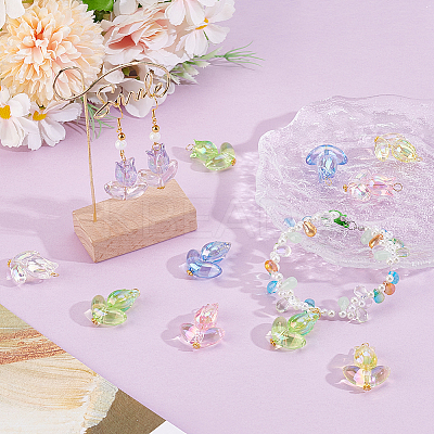 24Pcs 6 Colors Tulip Transparent Acrylic Pendants PALLOY-GO00051-1