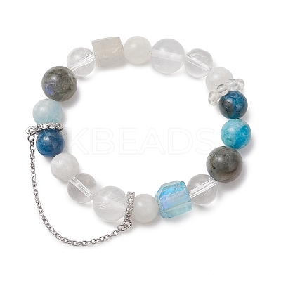 Natural Mixed Gemstone Beaded Stretch Bracelets for Women BJEW-TA00739-03-1
