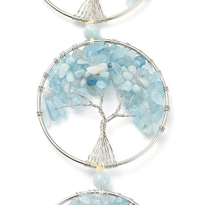 Natural Aquamarine Car Hanging Decorations HJEW-L026-05P-1