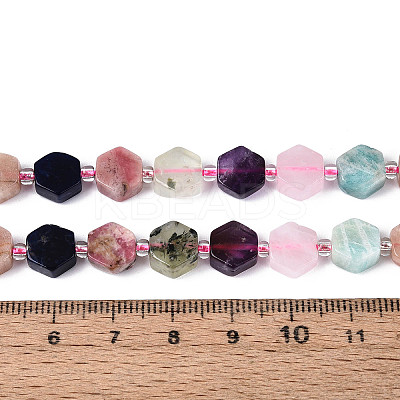Natural Sodalite & Rhodonite & Prehnite & Amethyst & Rose Quartz & Flower Amazonite & Sunstone Beads Strands G-N358-03A-01-1