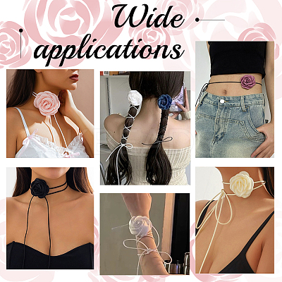 5Pcs 5 Colors Cloth Flower Collar Choker Necklaces AJEW-GA0007-38-1