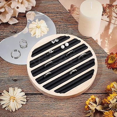 6-Slot Wood Finger Ring Display Plate EDIS-WH0012-09A-1
