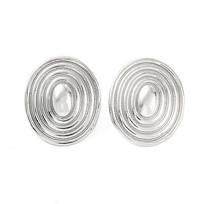 Oval Rack Plating Brass Studs Earrings for Women KK-Z038-22P-1