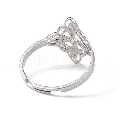Non-Tarnish Sailor's Knot 304 Stainless Steel Hollow Adjustable Ring for Women RJEW-E073-04P-1